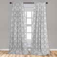 thumbnail image 5 of Ambesonne Irish Curtains, Royal Floral Curves Tile, Pair of 28"x84", Grey and White, 5 of 5