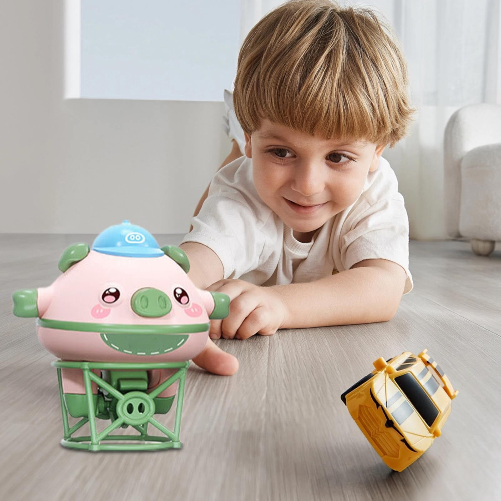 Pink Tightrope Walking Unicycle Pig Toy - Electric Self-Balancing STEM Toy For Kids (Batteries Not Included)