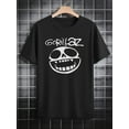 thumbnail image 2 of Gorillaz Graphic Print - Casual Crew Neck Polyester T-Shirt for Men - Summer Knit Fabric Regular Fit with Humorous Skull Design, 2 of 6