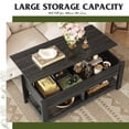 thumbnail image 5 of GALAXHERO Coffee Table, 47" Lift Top Coffee Table with Hidden Compartment and 2 Storage Shelves for Living Room, Rustic Brown, 5 of 5