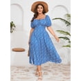thumbnail image 2 of Vestido de verano de talla grande para mujer SCOMCHIC Azul Floral, 2 of 6
