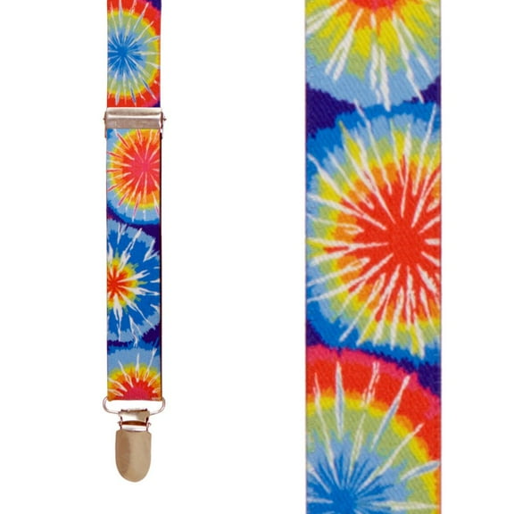 SuspenderStore Tie-Dye Burst Suspenders - 1-Inch Wide Elastic - Clip - 2 Sizes