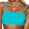 thumbnail image 1 of PMVFHDE Women's Tankini Swimsuits Solid Adjustable Bandeau Top Two Piece For Beach, 1 of 4