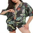 thumbnail image 4 of Short Sleeve Shirt and Drawstring Shorts Set for Women‘s Lounge, 4 of 5