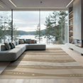 thumbnail image 2 of ODIKA 8'x10' Tan Beige Abstract Flowing Wave Geometric Washable Area Rug Contemporary Minimalist Horizontal Striped Diamond for Living Room, Under Sectional, Family , Durable, Non-Slip, 2 of 7