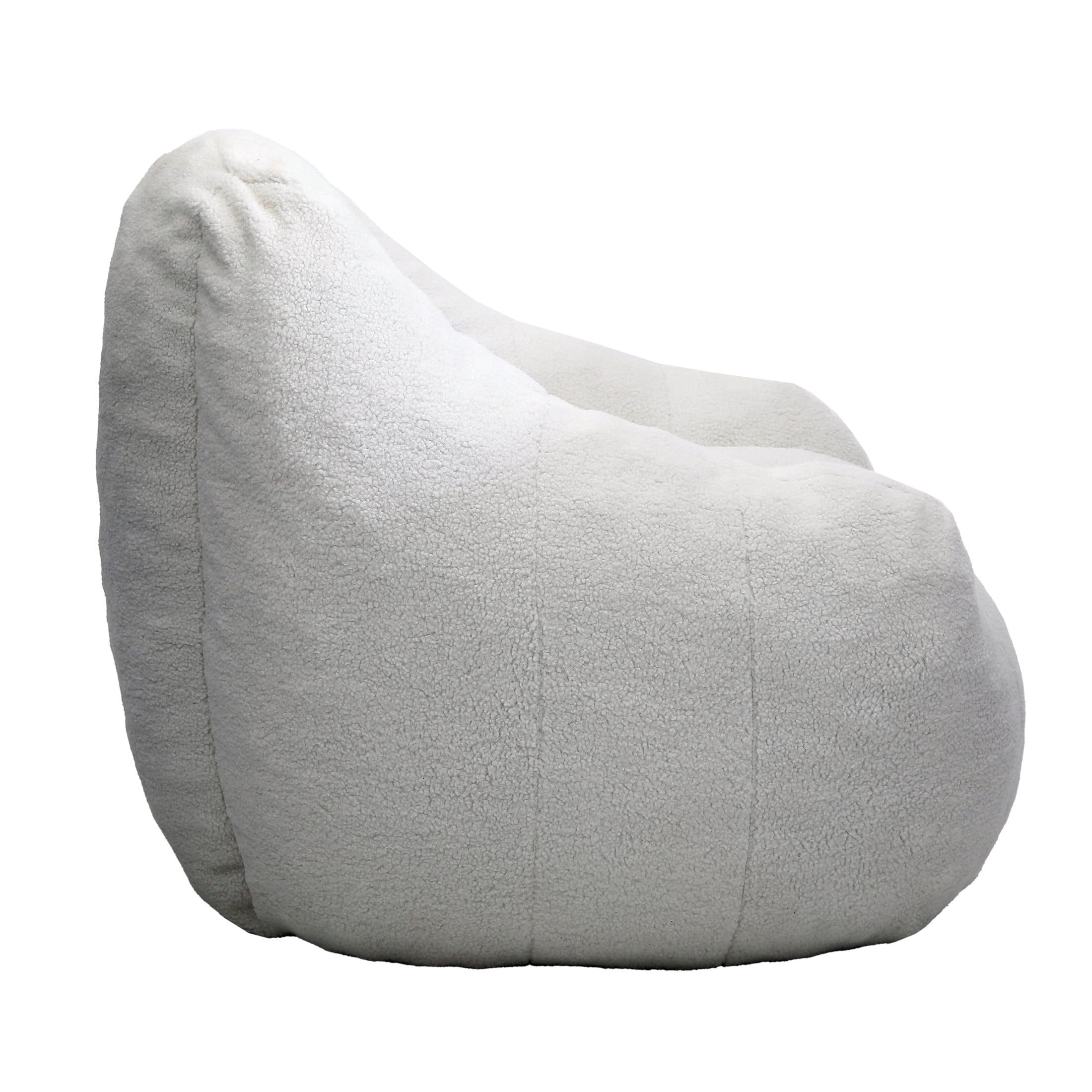 Noble House Halden Comfy Faux Fur Bean Bag Chair, Tufted Soft Memory Foam Lazy Sofa, for Living Room, White