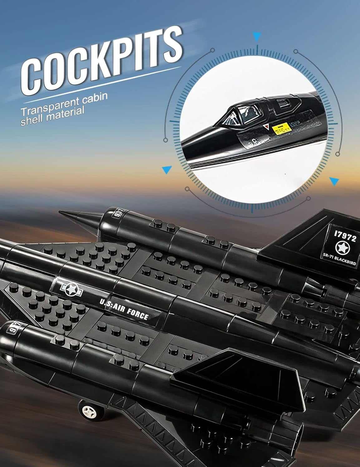 Military Series SR-71 Reconnaissance Aircraft Jet Blackbird Air Force Building Block Set (183 Pieces) compatible with Lego-technic ,lego-technic toys with building and Military