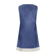 thumbnail image 3 of Fall Dresses Women,CALAFEBILA Sundresses for Women Sleeveless Square Neck Solid Color Fake Two Piece Knee-Length Denim Dresses with Pockets, 3 of 5