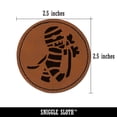 thumbnail image 2 of Cute Mummy Egyptian Monster Wrapped in Bandages Halloween 2.5" Faux Leather Round Engraved Iron-On Patch - Brown, 2 of 6
