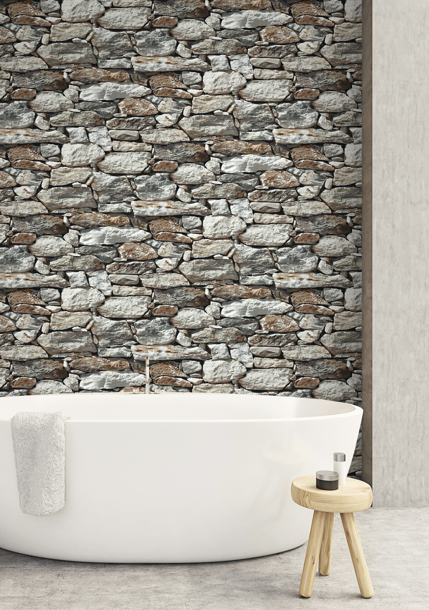 NextWall Stone Wall Peel and Stick Wallpaper (Gray)