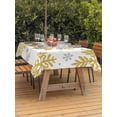 thumbnail image 2 of Outdoor Tablecloth with Umbrella Hole and Zipper, Christmas Rectangle Table Cloth 54x80 Inch Waterproof Tablecloth, Winter Xmas Yellow Snowflakes Textured Picnic Table Cover for Patio Camping, 2 of 7