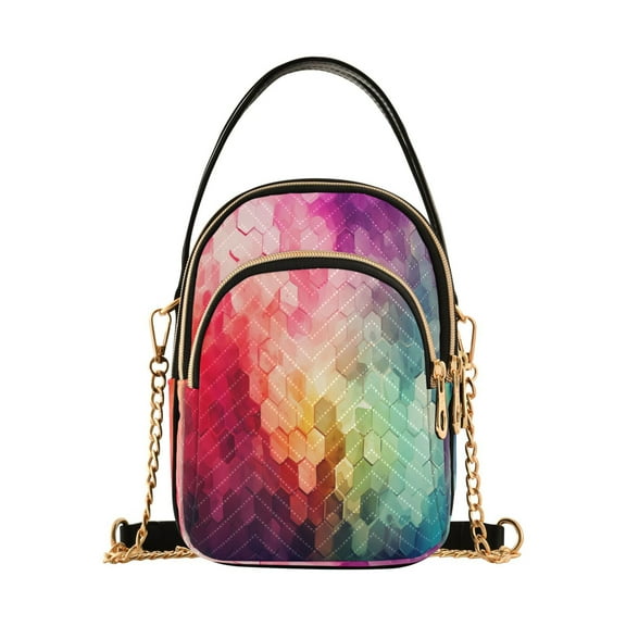 ALAZA Chain Crossbody Bags for Women Dots Pink and Blue Shoulder Handbag Phone Purse