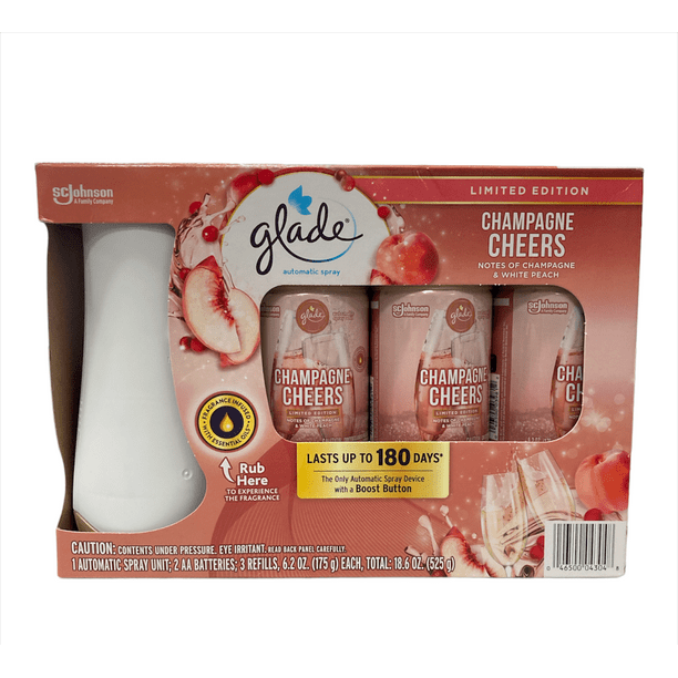 Glade Automatic Spray Diffuser Kit, 3 Refills, Champagne Cheers
