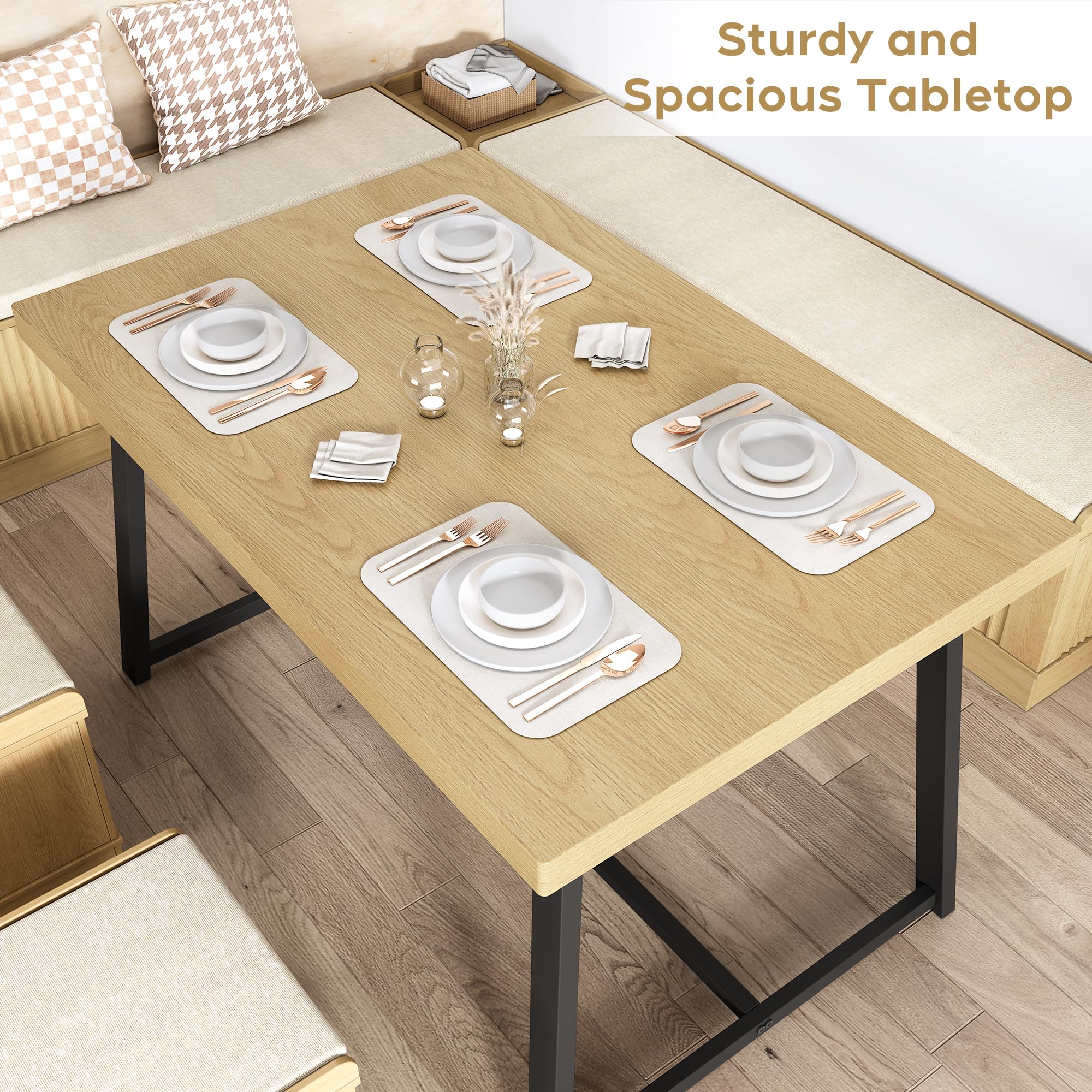 brafabhome Corner Dining Table Set with Storage Bench,47inch Breakfast Nook Table Set for Kitchen