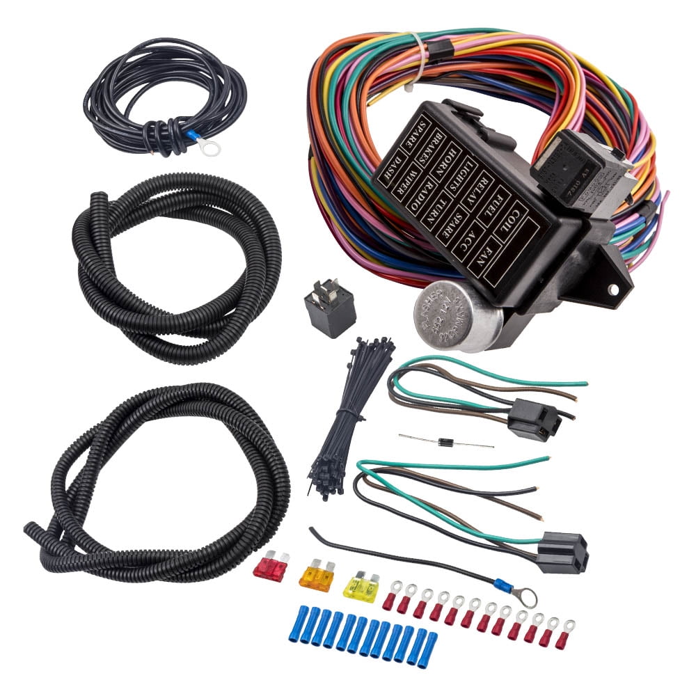 Maxpeedingrods Universal 1214 Circuit Wiring Harness 14 Fuse GXL Wire Hot Street Rod Heater