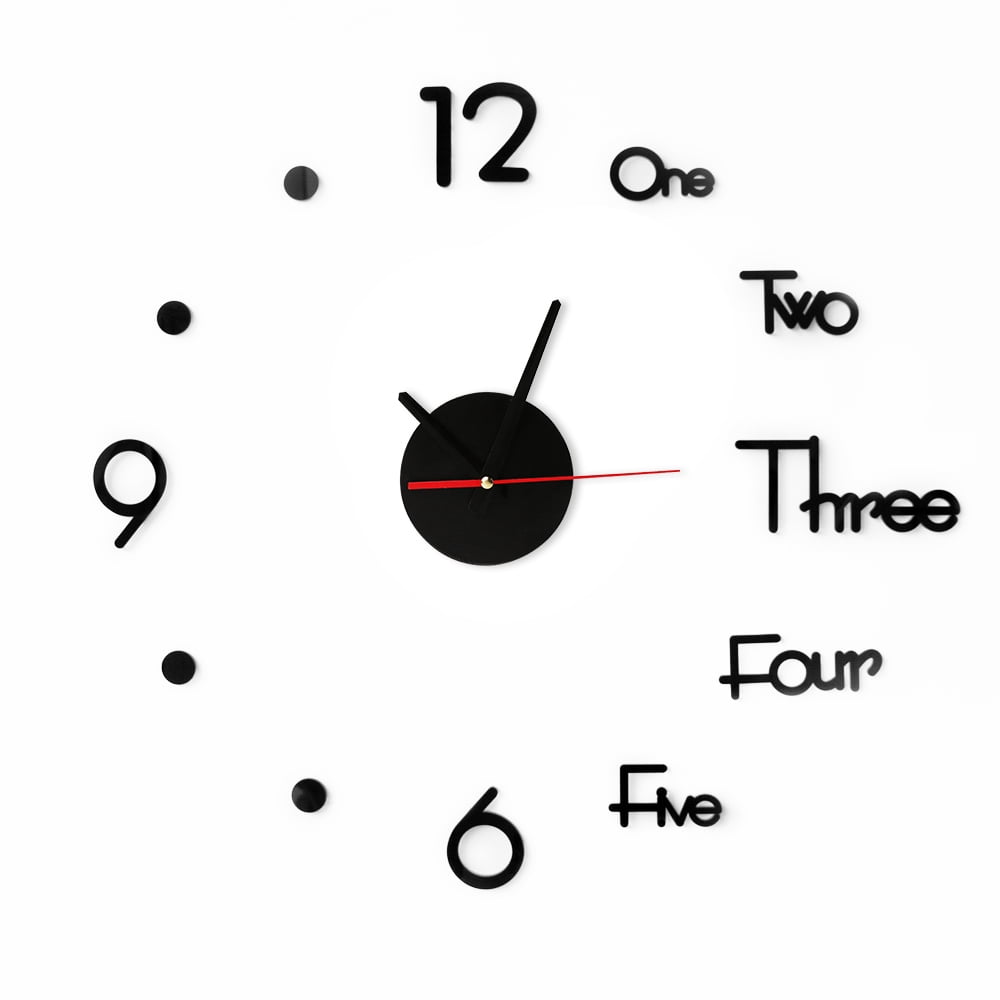 Harupink Large Wall Clock Modern Design 3D Wall Sticker Clock Silent