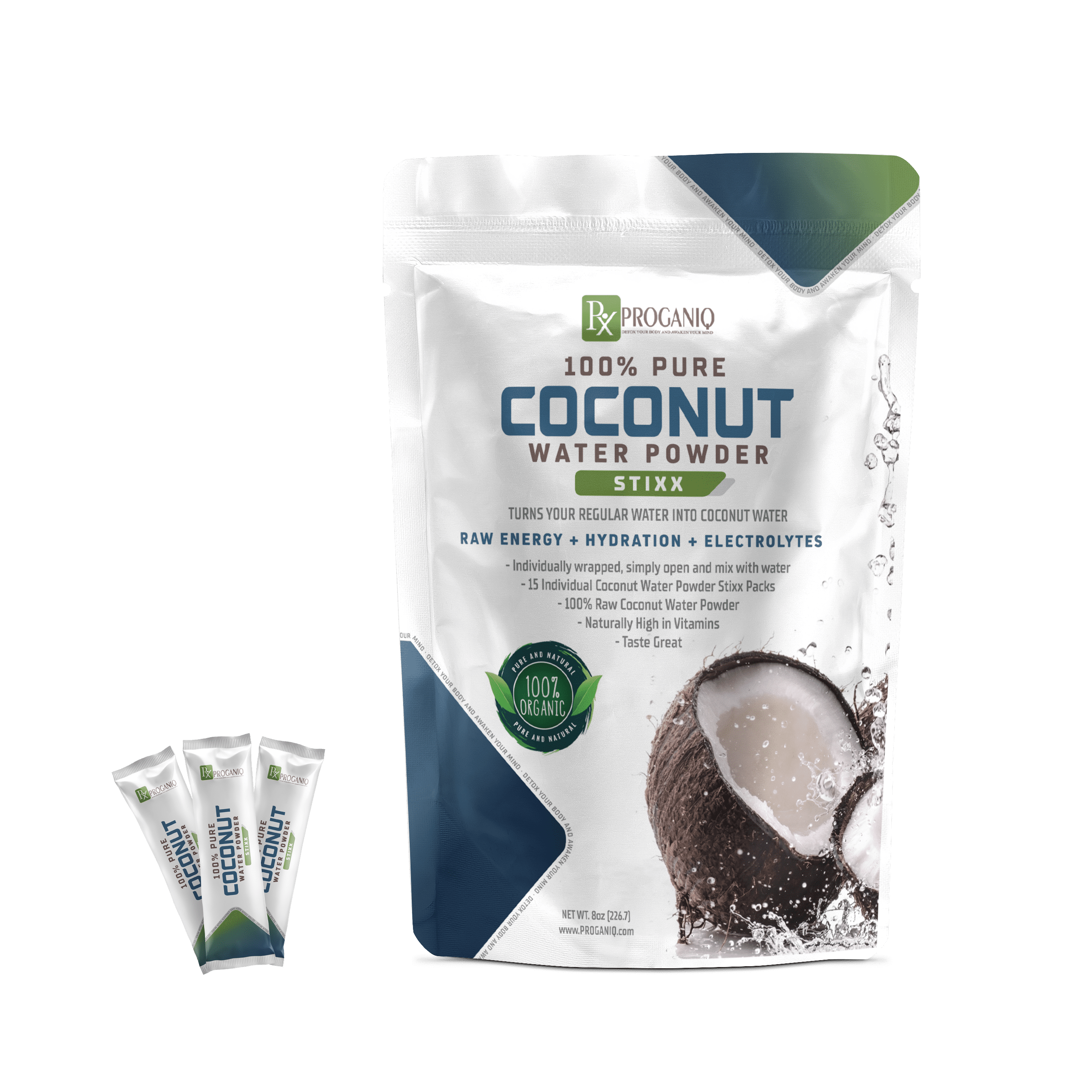 Proganiq Coconut Water Powder Travel Size Stixx 100 Pure Coconut Water Powder 10 Travel