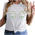 thumbnail image 1 of Besolor T-Shirt Femme Fête de la Saint-Patrick Vert Col Rond Manches Courtes Tee Tops Shamrock Trèfle Graphique Cadeau Festival Tops, 1 of 6