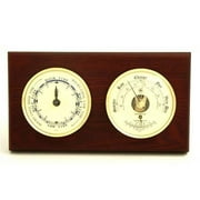 International Brass Tide Clock & Barometer with Thermometer - Mahogany