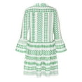 thumbnail image 4 of Usmixi Formal Dresses for Women Beach Loose Flowy Ruffle Swing Tunic Midi Dress V-Neck 3/4 Sleeve Striped Print 2023 Summer Knee-Length Dresses Green m, 4 of 5