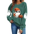 thumbnail image 4 of Halloween Sweatshirts Women Ghost Pumpkin Graphic Pullover Fall Spooky Funny Tops Crew Neck Long Sleeve Shirt, 4 of 5