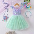 thumbnail image 3 of Girls Mermaid Costume Tutu Dress, Flutter Strap Iridescent Scale Sequin Top Sparkly Tulle Sundress for Birthday Party Cosplay, 3 of 6