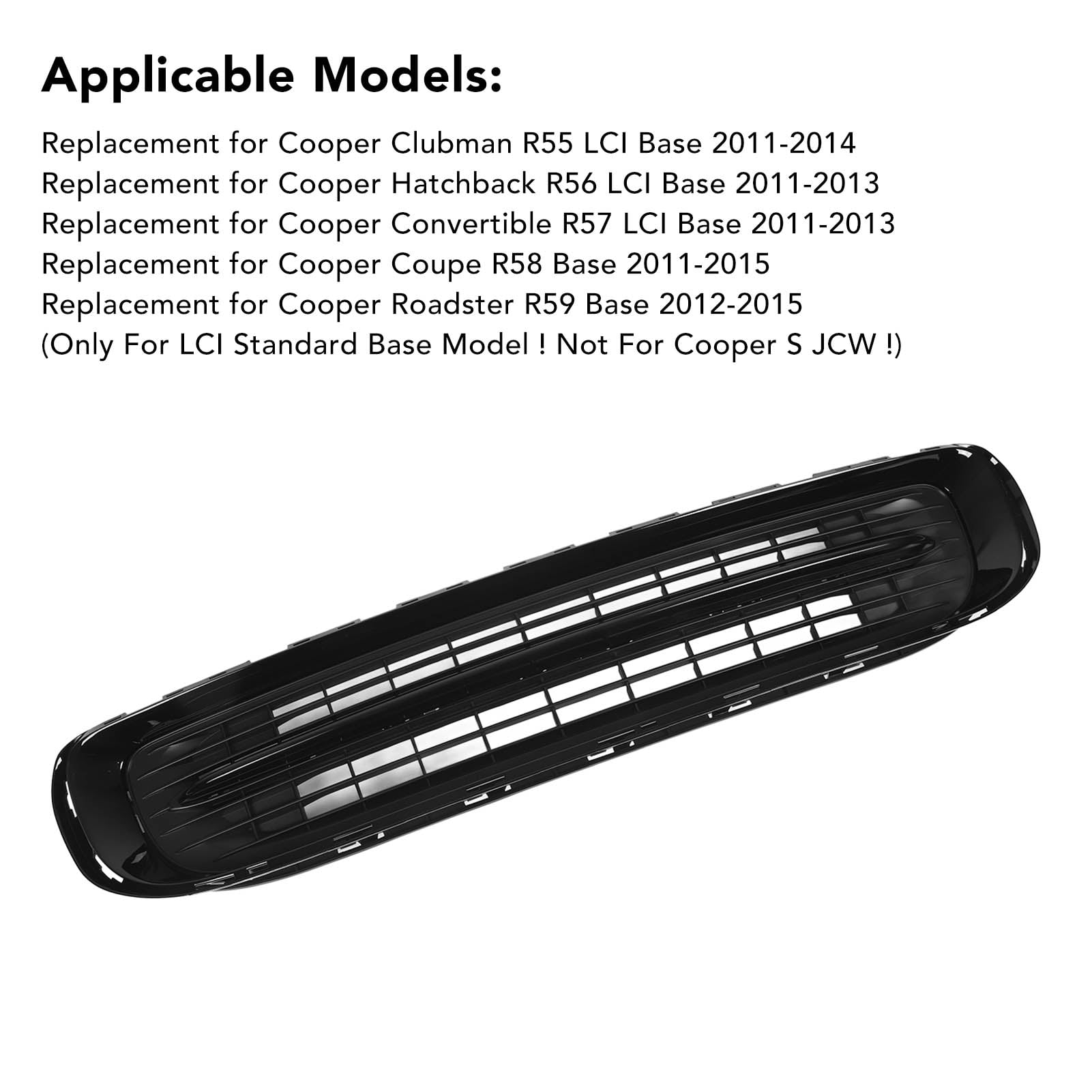 りー5115 Front Bumper Lower Grille, 51117250787 Glossy Black Impact for