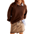 thumbnail image 1 of Honganda Femmes Sweat-Shirts, Col Rond à Manches Longues Solide Pull-Over Décontracté Tops, 1 of 9