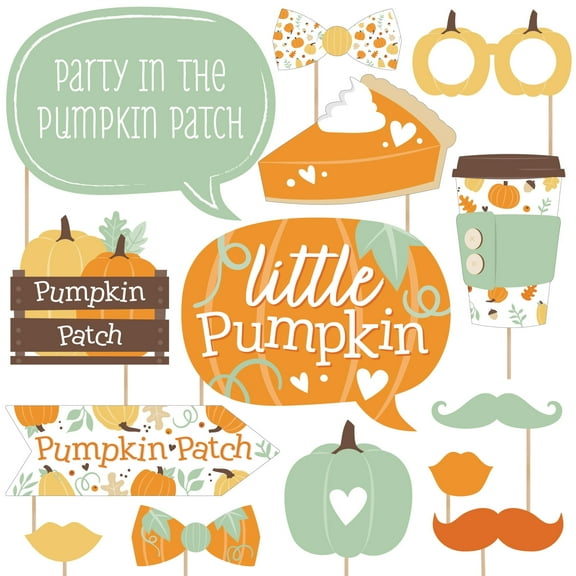 Big Dot of Happiness Little Pumpkin - Fall Birthday Party or Baby Shower Photo Booth Props Kit - 20 Count