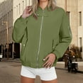 thumbnail image 2 of iHPH7 Bomber Jacket Women Workout Jackets for Woman Zip Up Jackets for Women Fall Clothes Letterman Jacket Fall Jacket Full Zip Jacket Women Green 3XL, 2 of 9