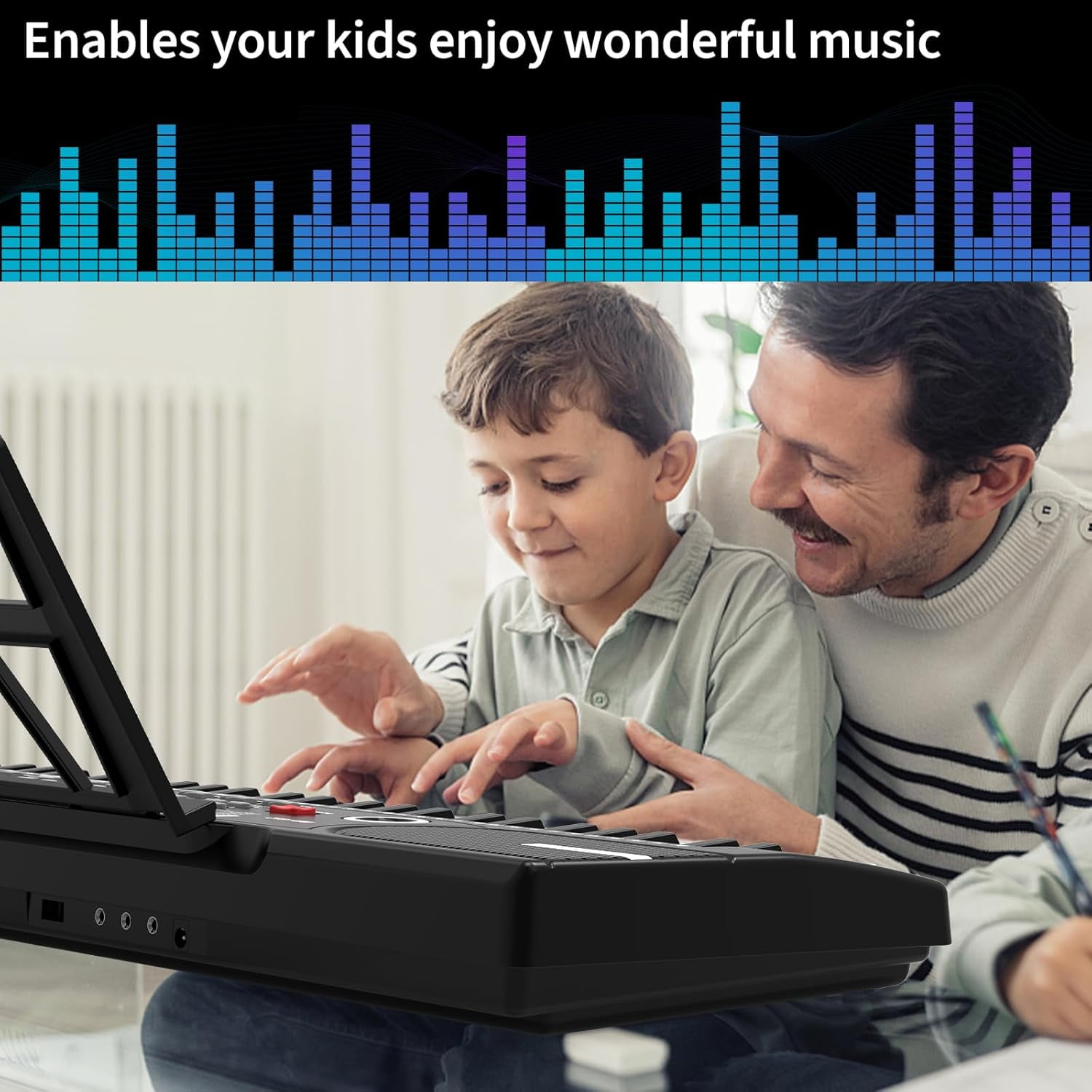 61 Keys Digital Keyboard Piano Electronic Keyboard Musical Instrument Built-In Speaker with Stand Microphone & Music Stand Xmas Gift for Children, Boys, Girls