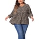 thumbnail image 1 of Agnes Orinda Camisetas Babydoll de Talla Grande para Mujeres con Cuello en V y Mangas de Linterna 3/4, Camisas Florales, Blusas Peplum 3X Negro Naranja, 1 of 8