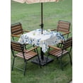 thumbnail image 3 of Blue Eucalyptus Leaves Outdoor Tablecloth - 54x54 Inch Square Dining Table Cover, Watercolor Botanical Weeping Leaf Waterproof Outdoor Table Cloth with Umbrella Hole & Zipper for Picnic/Patio/Party, 3 of 7
