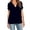 Black, variant on Women Ladies V Neck Short Sleeve Front Short Back Long Solid Loose Chiffon Shirt Top for Plus Size, XL, Blue