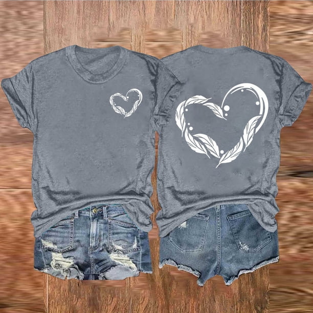Fiudx Ofertas y Liquidaciones Camiseta de Manga Corta con Cuello Redondo y Estampado Informal a La Moda para Mujer