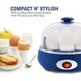 thumbnail image 4 of EGC007CBL# Rapid Egg Cooker, 7 Easy-To-Peel, Hard, Medium, Soft Boiled Eggs, Poacher, Omelet Maker, Auto Shut-Off, Alarm, 16-Recipe Booklet, BPA-Free, Cobalt, 4 of 9