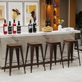 thumbnail image 2 of Alunaune 24" Metal Counter Height Bar Stools Set of 4 Backless Stackable Industrial Kitchen Patio Stool Bar Chairs with Wooden Seat-Rusty, 2 of 4