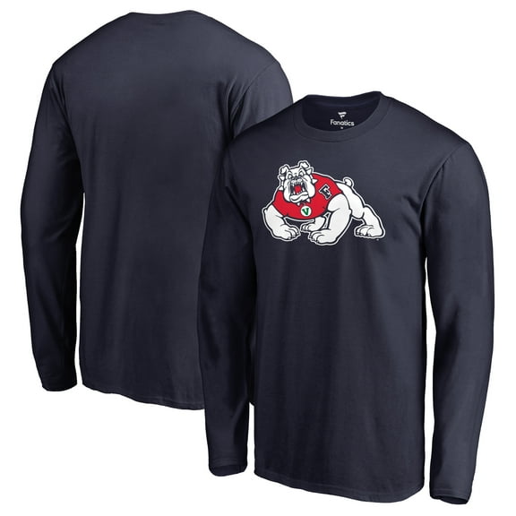 Men's Navy Fresno State Bulldogs Primary Logo Long Sleeve T-Shirt