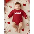 thumbnail image 4 of BemeyourBBs Newborn Baby Girl Boy Valentine Day Outfit Bubble Romper Loved Letter Embroidery Long Sleeve Bodysuit Fall Spring Clothes, 4 of 9
