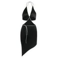 thumbnail image 3 of KelaJuan Women Midi Bodycon Dress Patchwork Tie-Up Halter Neck V-Neck Sleeveless Cocktail Dress, 3 of 7