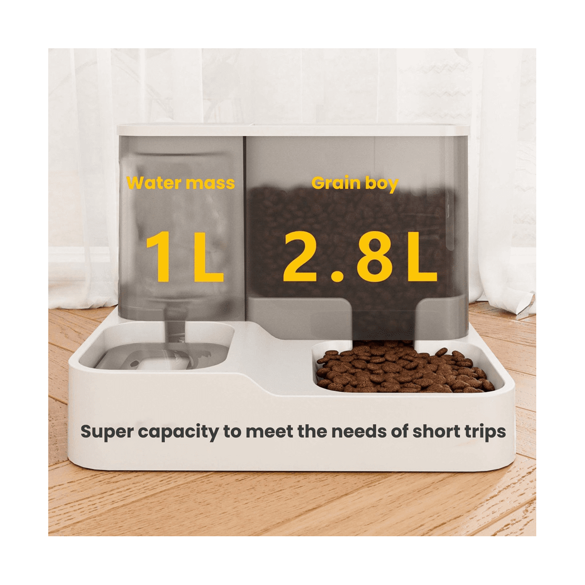Automatic Pet Feeder, 2-in-1 Food and Water Bowl Set, Automatic Water Fountain and Food Dispenser