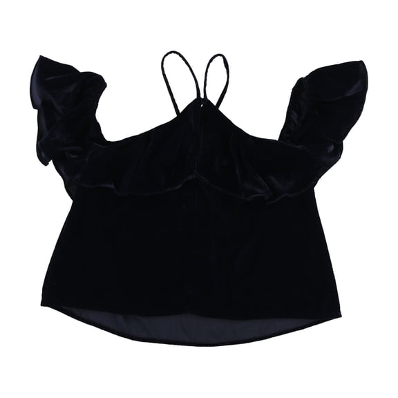 Aeropostale Womens Off The Shoulder Velour Pullover Blouse, Blue, Juniors, Large