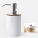 thumbnail image 5 of Juego de baño de bambú, 10 Uds., escobilla de baño H, cepillo de dientes, dispensador de vidrio, plato de baño, 5 of 5