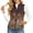 Aztec Leopard Gradient, variant on Red Black Leopard Print Women's Quilted Puffer Vest Sleeveless Jacket with Pockets Padded Gilet Stand Collar, Casual Daily Wear for Office & Work Settings and Outdoor Activities, XL