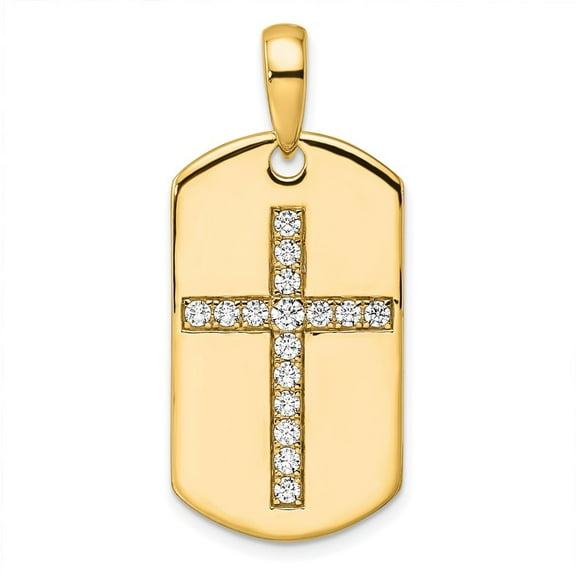 Auriga Fine Jewelry 14K Yellow Gold Men's 1/2 carat Lab Grown Diamond Cross Dog Tag Pendant for Women (Clarity: VS, Color: D-F)