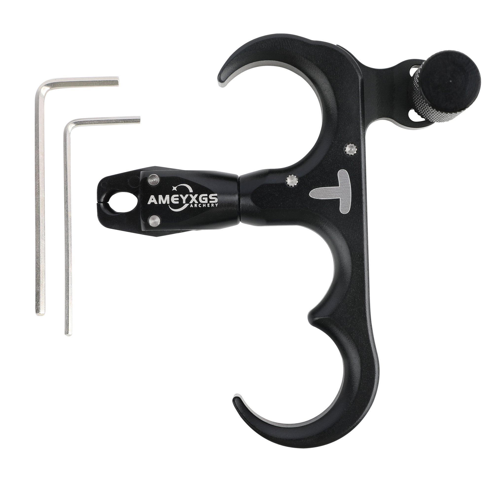 Black Handheld Archery Release Aid Aluminum Alloy 360° Rotatable Jaw for Compound Bow Shooting