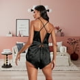 thumbnail image 7 of VICHVVY Women's 2-Piece Satin Pajama Set – Sleeveless Top & Shorts Black, 7 of 7