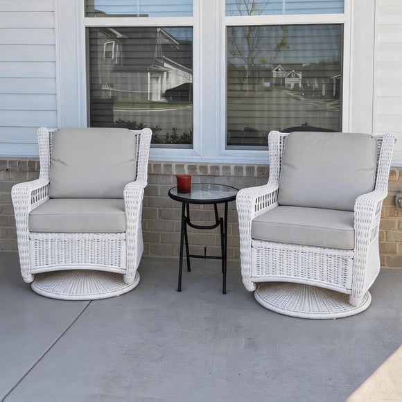 Krikacy Patio Swivel Rocker Set of 2 Outdoor Wicker Rocking Chair Conversation Set All Weather Lounge Chairs for Porch Deck Pool Balcony Garden