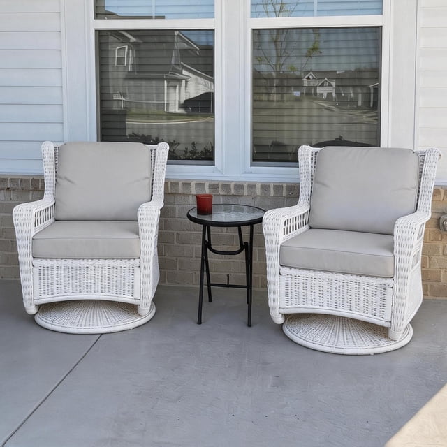 Krikacy Patio Swivel Rocker Set of 2 Outdoor Wicker Rocking Chair Conversation Set All Weather Lounge Chairs for Porch Deck Pool Balcony Garden