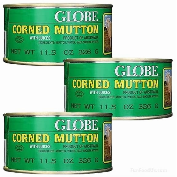 Globe Corned Mutton with Juices (Pack of 3 Tin) 11.5 Oz | HALAL